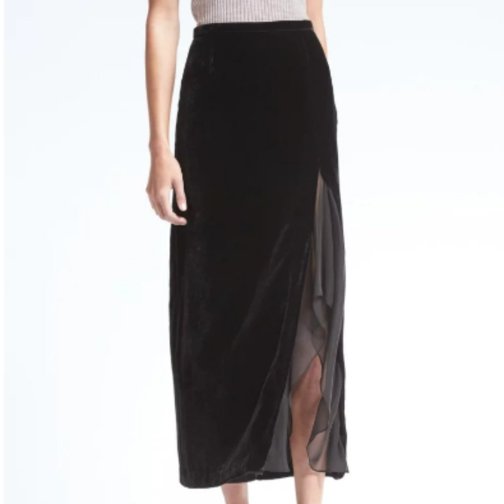 Velvet Maxi Skirt with Slit